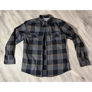 Eddie Bauer flannel long sleeve button down size large minor hole on back bottom